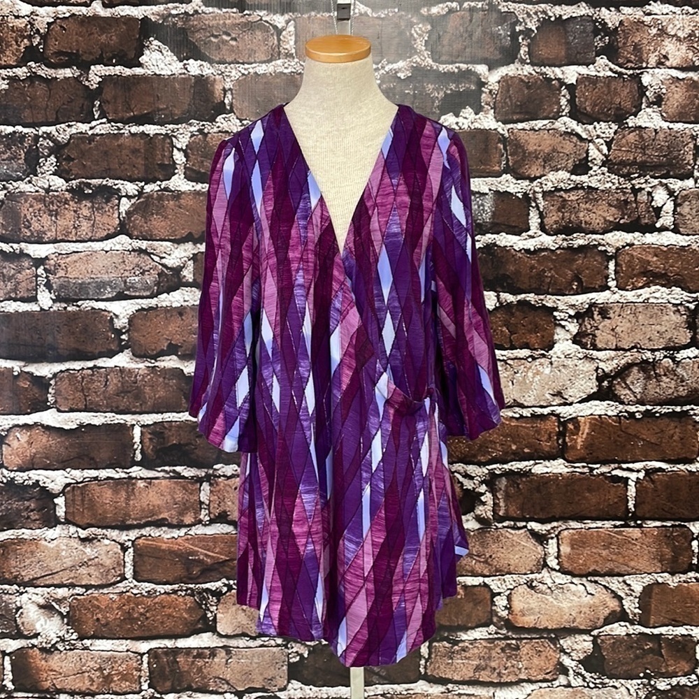 Some Days Lovin Dress Boho Diamond Print Purple Wrap Size XS